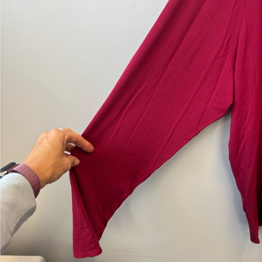 Eileen Fisher 3X Silk Maroon Long Sleeve Top - Picture 4 of 8
